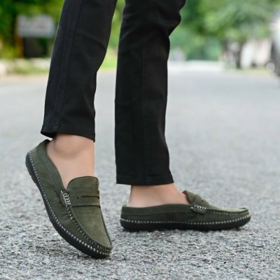 Men's Avenue Comfortable Casual Mule/Half shoes Clogs For Men (Green) Loafers For Men(Green)