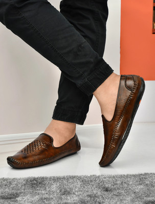 PROVOGUE Breathable Fishnet upper and EVA outsole Loafers For Men(Brown , 6)