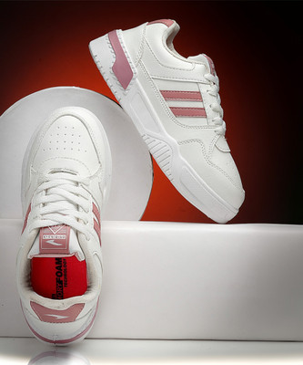 asian Casual Sneaker Shoes For Women | Stylish and Comfortable | Paradise-12 Sneakers For Women(Off White, Pink , 7)