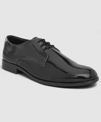 Roadster Men Solid Patent Black color Low Top Synthetic dress and Smart Laceup Sneakers Derby For Men(Black , 7)