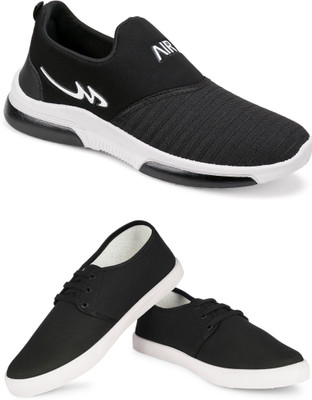 Free Kicks Combo Of 2 Shoes FK-Mexico & FK-201 Sneakers For Men(Black , 9)