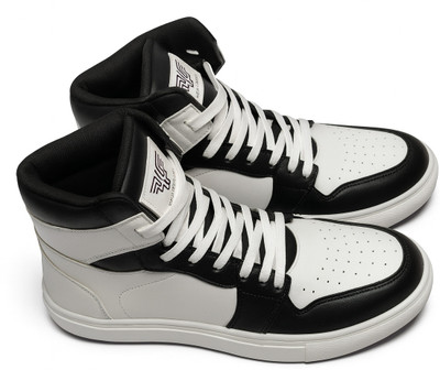 ROYAL RANCH Slip On Sneakers For Men(Black, White , 6)