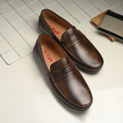 G WALK Loafers For Men(Brown , 6)