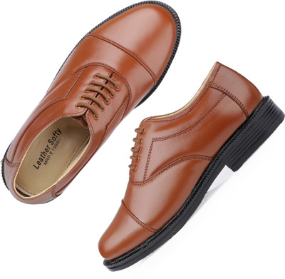 LeatherSofty Genuine leather formal oxford service shoes shoes men Oxford For Men(Tan , 6)