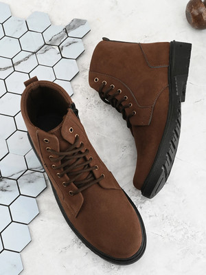 KILLER Men's Casual Outdoor High Top Lace Up Boots, Comfortable Hiking and Trekking Boots For Men(Brown , 6)
