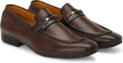 PECOZY Classic Style Formal Moc Shoes Slip On For Men(Brown , 6)