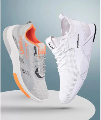 HOTSTYLE Combo Pack Of 2 Running Shoes For Men(White, Grey , 9)
