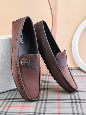 HERE&NOW HERE&NOW Men Brown Faux Leather Casual Slip On Loafers Loafers For Men(Brown , 7)
