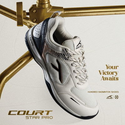 Hundred Court Star Pro Non Marking Badminton Shoes For Men(White , 11)