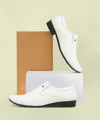 Zixer Synthetic Leather Mens Formal Shoes || Office Formal Shoes Men Latest Stylish Slip On For Men(White , 7)