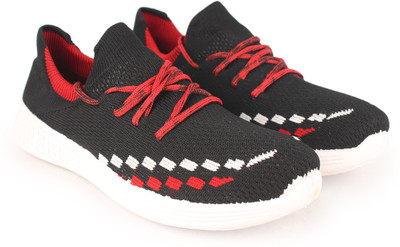 RNT Trendy White Fabric Chunky Sneakers for Women_Richale-LSS-01-Black-Red-Shoes Casuals For Women(Red, Black , 4)