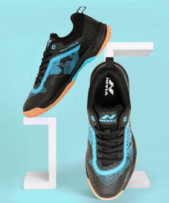 NIVIA Powerstrike 2.0 Badminton Shoes For Men(Black, Blue)