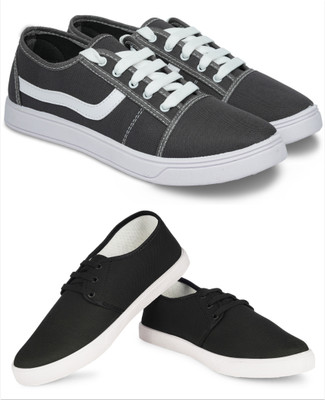 Free Kicks Combo Of 2 Shoes FK-& FK-201 Sneakers For Men(Black , 6)