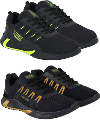 BRUTON 2 Combo Sneaker Shoes Sneakers For Men(Black, Gold , 8)