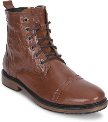 Allen Cooper Classic Crumbled Leather Durable Boots For Men(Brown , 8)