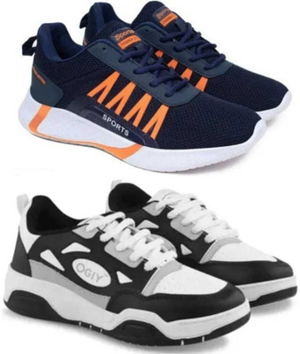 Ketolite Combo Pack of 2 Sneakers For Men(Navy, Black , 9)