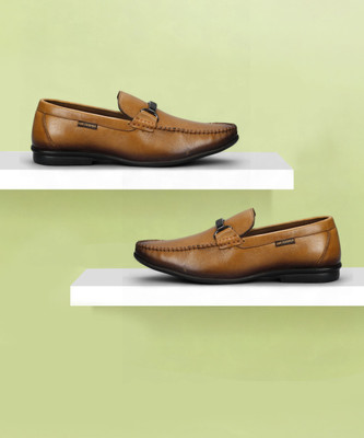 LEE COOPER Leather Casual Slip-On Stylish Lightweight and Comfortable Daily Wear Loafers For Men(Tan , 6)