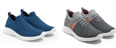 Face Stylish Sports Shoes for Men – Ideal for Running, Gym & Training Sneakers For Men(Blue, Grey, Orange , 7)