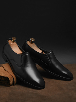 FELELOZ LONDON Men Black Genuine Italian Leather Formal Shoes with Solid Pattern & TPR Sole Party Wear For Men(Black , 9)