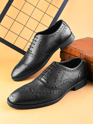 Umberto Men Brogues Shoes | Stylish Formal & Casual Footwear | Office & Party Wear Brogues For Men(Black , 8)