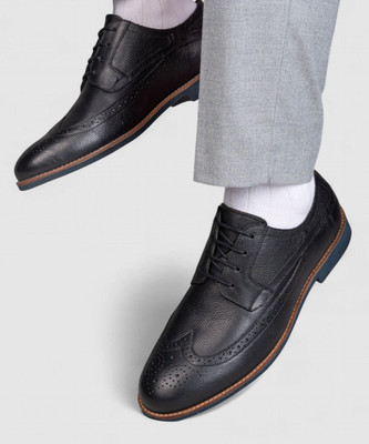 ALBERTO TORRESI Alberto Torresi Horwik Series Black Mild Leather Brogue shoe With Blue EVA Sole Brogues For Men(Black , 10)