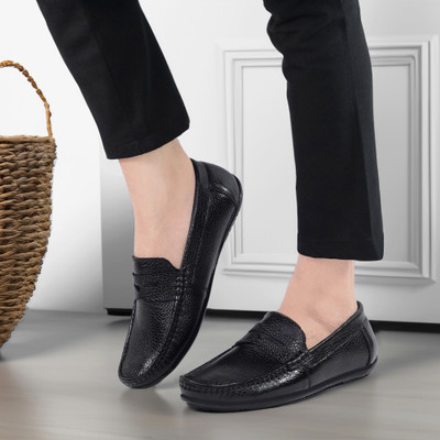 LAHO ClassicStep Black Leather Loafers – Premium Office & Casual Shoes for Men Loafers For Men(Black , 6)