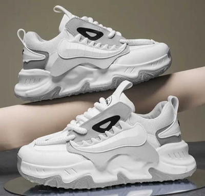 tigonis White & Grey Men's casual sneaker Sneakers For Men Sneakers For Men(Grey , 6)
