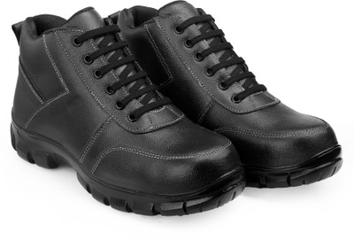 ENRICH FIELD Steel Toe Genuine Leather Safety Shoe Casuals For Men(Black , 6)