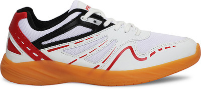 LIBERTY Badminton Shoes For Men(White, Brown , 8)