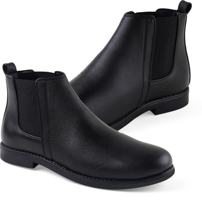 leacom Mens And Boys High Ankle Chelsea Boots | Slip-On Formal & Casual Style Shoes Boots For Men(Black , 10)