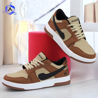 ALORT STYLISH SPORTS RUNNING AND GYM AND TRANNING SHOES Sneakers For Men(Tan , 9)