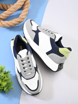 Roadster Men blue textured chunky colourblocked lace up casual fashion streetwear comfor Sneakers For Men(Grey , 9)