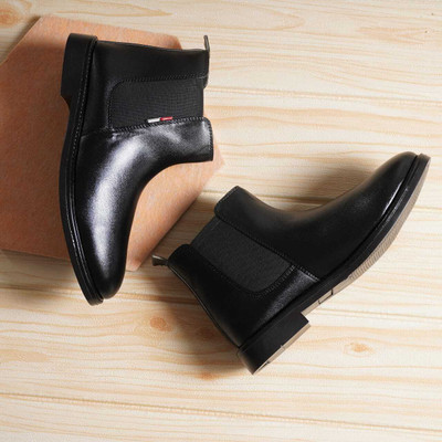 RKMR Chelsea Boots for Men | Black & Brown Leather, Synthetic, Slip-On Ankle Boots Boots For Men(Black , 8)