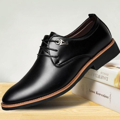 Zixer Men's Italian Fashion Leather Shoes Classic Formal Shoes for Men Lace Office Lace Up For Men(Black , 8)