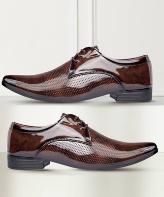Teeny Step Brown patent formal shoes for Party Wear For Men(Brown , 6)