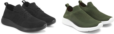 Face Stylish Sports Shoes for Men – Ideal for Running, Gym & Training Sneakers For Men(Olive, Black , 10)