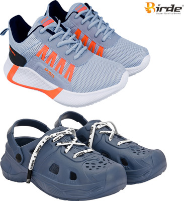 Birde Stylish Combo Pack of 2 Lightweight Gym, Running Shoes With Clogs Walking Shoes For Men(Grey, Blue , 9)