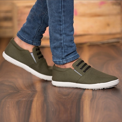 KANEGGYE Canvas Shoes For Men(Green , 5)