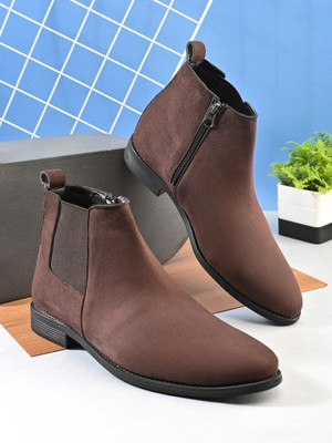 PROVOGUE SS26 6508 Suede Side Chain Chelsea Boots Boots For Men(Brown , 9)