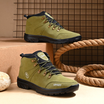 NEAKSER High Tops For Men(Olive, Green, White , 8)