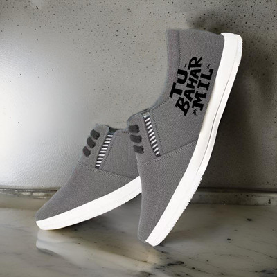 KANEGGYE New Men or Boys Stylish Canvas Shoes for Every Occasion Sneakers For Men(Grey , 6)