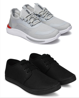 Free Kicks Combo Of 2 Shoes FK-434 & FK-205 Sneakers For Men(Black , 6)