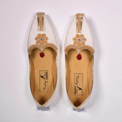 Thirsty Crow North India's Traditional Ethnic Sherwani Juti Wedding Wear & Party Wear Jutis For Men(White , 8)