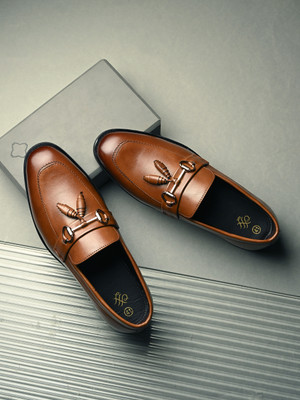 House of Pataudi Premium Tan Loafers | Formal Casual | Trendy Comfort Slip-On Shoes Slip On For Men(Tan , 10)
