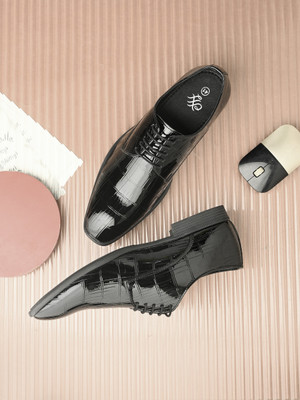 House of Pataudi House Of Pataudi Men Black Faux Leather Formal Lace Up Derby Derby For Men(Black , 7)