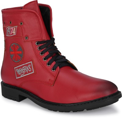 EEGO ITALY Premium High Top Boots For Men(Red , 11)