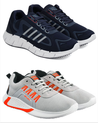 Free Kicks Combo Of 2 Shoes FK- B2-Beat & FK-444 Sneakers For Men(Grey, Orange , 9)