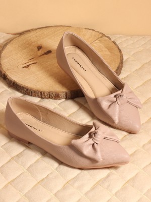 CHEMISTRY Chemistry Fashionable Embellished Light Pink Pointed Women Bellerinas Bellies For Women(Beige , 6)