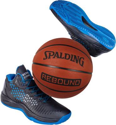 VECTOR X Cosmic Basketball Shoe With Rebound Rubber Basketball Combo Set Basketball Shoes For Men(Black, Blue , 7)
