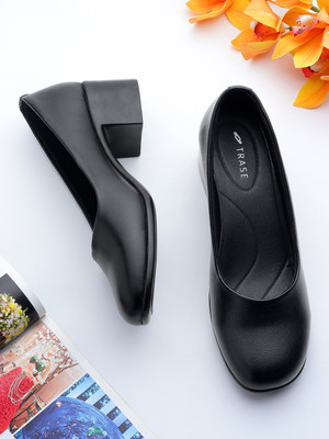 TRASE TRASE Bellies for Women, 2-Inch Block Heels, Stylish & Comfortable Bellies Bellies For Women(Black , 6)